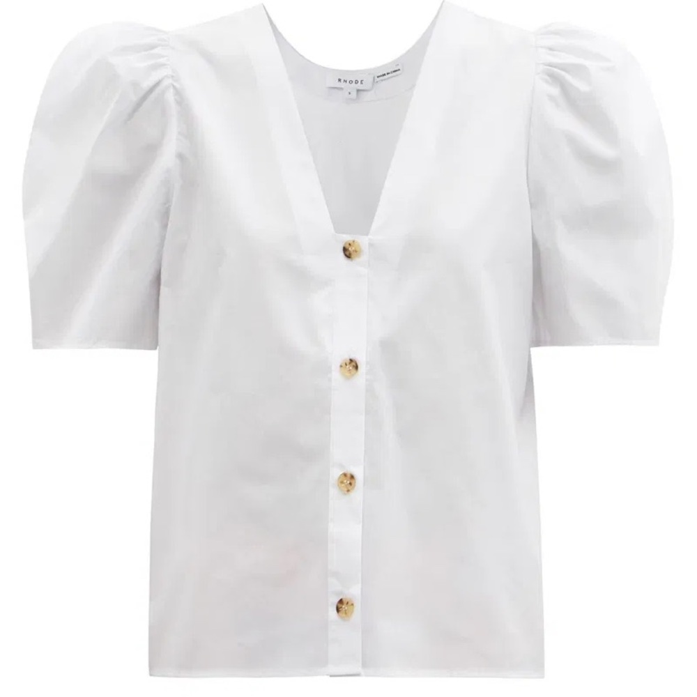 RHODE White Nisha Button-Up Blouse